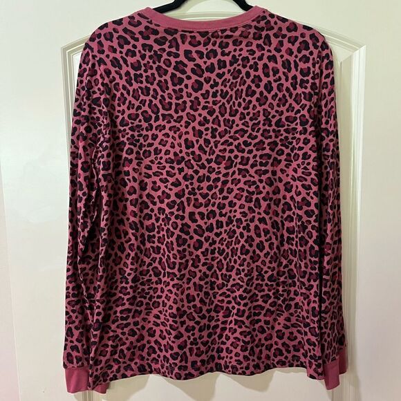 NIKE Long Sleeve Sportswear All Over Print Maroon Crew Leopard Shirt Size Large - Picture 3 of 6